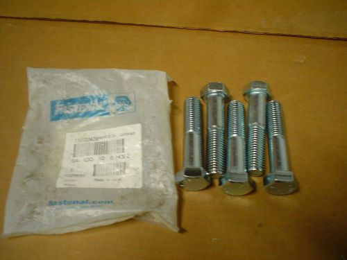 1 lot 5 fastenal hex head cap screw 3/4-10x3 1/2&#034; plated g5 new 60 day warranty for sale
