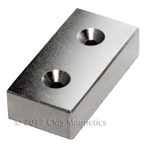 Neodymium magnet n42 2x1x1/2&#034; w/ 2 countersunk holes for #8 screws 50 pc for sale