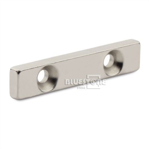 Super strong block 50*10*5mm 2 countersunk holes 5mm rare earth neo magnet n50 for sale