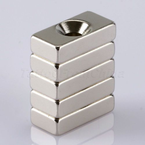 5PCS Block Countersunk Magnet 20 x 10 x 5mm Hole 5mm N35 Rare Earth Neodymium