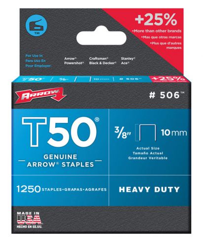 280146 arrow fastener t-50 3/8in staples box of 5000 for sale