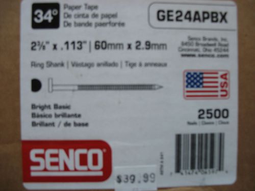 SENCO GE24APBX 2500 CT 2-3/8&#034; x .113 BRIGHT BASIC RING SHANK CLIPPED HEAD NAILS