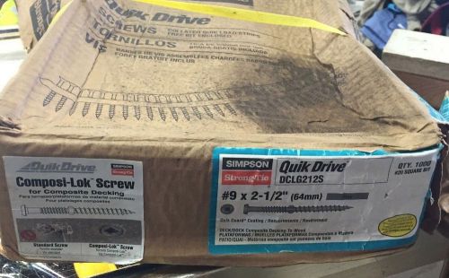 Quik drive dclg212s 2-1/2&#034; dual thread grey composite lumber screws new for sale