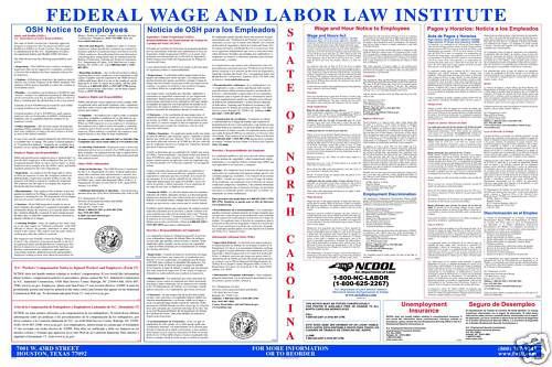 North Carolina (NC) All-In-One Labor Law Poster