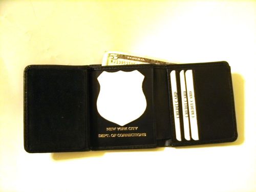 Nyc  correction&#039;s officer&#039;s style badge &amp; id wallet tri-fold gold foiled ct-09 for sale