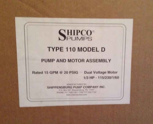 Shipco type 110 model d pump vfm for sale