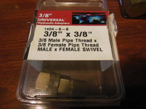 UNIVERSAL HYDRAULIC ADAPTERS 3/8 MALE X 3/8 FEMALE SWIVEL PIPE THREAD OPEN BOX