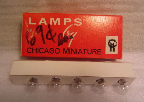 Box Of 5 Chicago Miniature No. 12 CM12 6V Globe Wedge Base Light Bulb Lamps NOS
