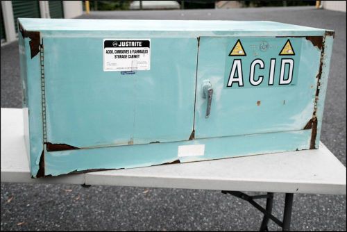 Justrite metal acid cabinet blue corrosives storage garage 12 gallon industrial for sale