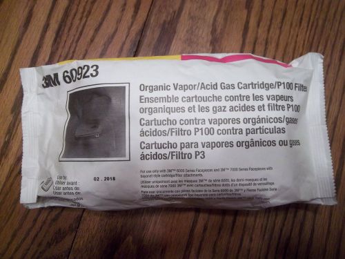 3M Organic Vapor/Acid Gas Cartridge/Filter 60923 P100 Respiratory Protection 2PK