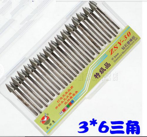 30pcs 6mm Diamond Mounted Point Set alloy electroplate grinding needle