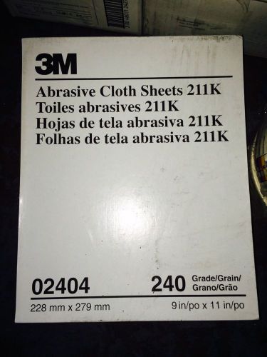 3M Abrasive Cloth Sheets 211K. Model 02404. 240 Grade. Qty 50/Package