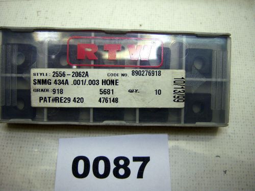 (0087) lot of 10 rtw carbide inserts snmg 434a .001/.003 hone for sale