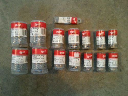 Lot of milwaukee high speed steel annular cutters and ejector pins for sale