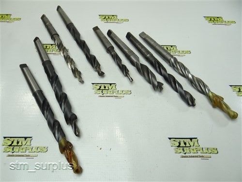 Nice lot of 8 hss morse taper shank twist drills 17/32&#034; to 3/4&#034; w/ 2mt national for sale