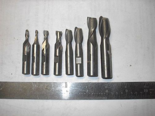 SHARPALOY set of 8 machinist end mills in hand made rack