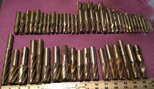 Machinist lathe mill tool nice assorted lot of 54 end mills 33 single 21 double for sale