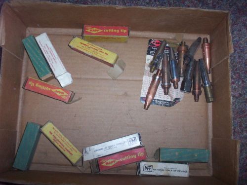 lot of 20 Torch cutting tips various sizes.  some new, some used. Mapp &amp; NF bran