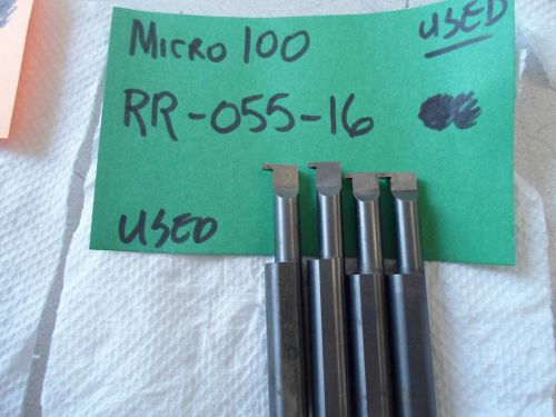 (4) micro 100, solid carbide groove tools, 0.055&#034; w, 3/8&#034; shank - used!!! for sale