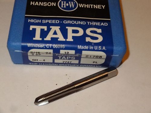 3 new hanson whitney 5/16-24 nf gh-4 h4 3fl plug hss spiral point taps 21708 usa for sale
