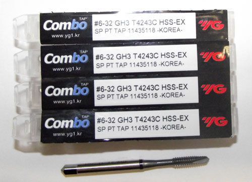 5pc 6-32 YG1 Combo Tap Spiral Point Taps for Multi-Purpose Coated