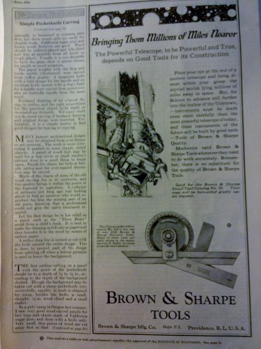 JUNE 1926 MAGAZINE PAGE #65- BROWNE &amp; SHARPE TOOLS, UNIVERSAL BEVEL PROTRACTOR