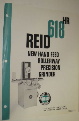 Reed 618 surface grinder catalog/brochure, 1960 for sale