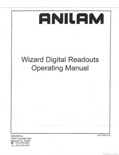 Anilam Microwizard  DRO  Digital Readout Owners manual