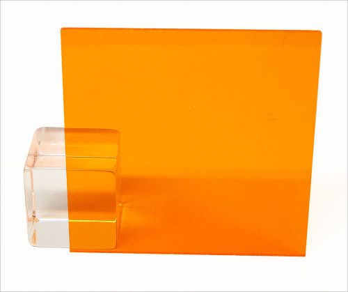 Orange fluorescent acrylic plexiglass sheet 1/8&#034; x 24&#034; x 24&#034; #9096 for sale