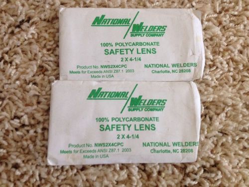 SET OF 2 NATIONAL WELDERS100% POLYCARBONATE SAFETY LENS 2X4-1/4 PART#NWS2X4CPC