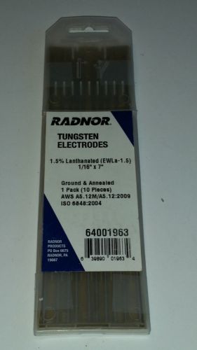 Radnor 1/16&#039;&#039; x 7&#039;&#039; ground finish lanthana tungsten electrode pack of 10 for sale
