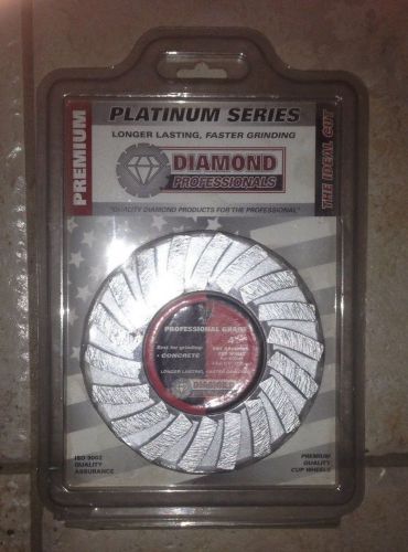 Diamond Pro Platinum Series Diamond Cup Wheel 4 x 5/8 -11 Diamond Coated