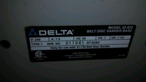 Delta Industrial Disc &amp; Belt Sander Model 52-625