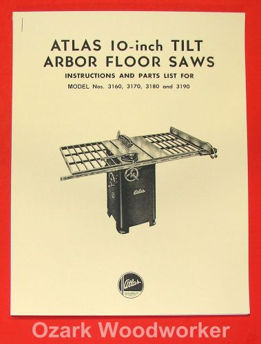 ATLAS 10&#034; Tilting Arbor Floor Saw Instruction &amp; Parts Manual 0017