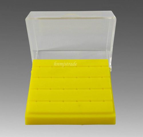 Dental Plastic Bur Holder Burs Block Case Box 24 Holes Yellow Color