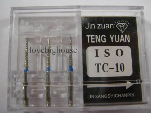 1 Box Dental Diamond Burs for High Speed Handpiece Medium FG 1.6mm TC-10
