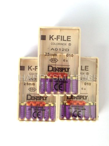 3 boxes dental dentsply k-files endo root canal protaper files 25mm 010 purple for sale