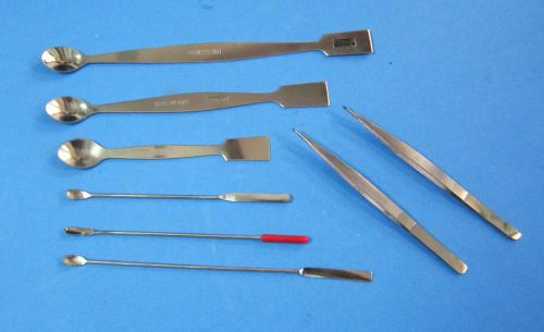 Spatula stainless steel -set of 6 +2 s.steel tweezers medical/general laboratory for sale