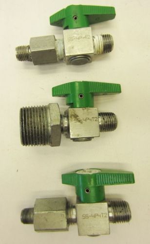 (lot of 3) swagelok ss-4p4t2 1/4&#034; mpt needle point valve for sale