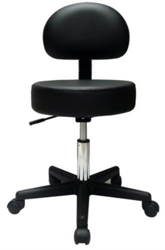 Physician&#039;s pneumatic stool w/ back-black for sale