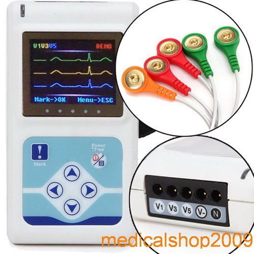 3-ch color ecg ekg holter recorder&amp;analyzer,holter monitor + 40pcs electrode for sale