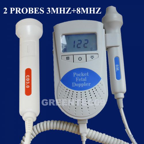 HOT CONTEC Prenatal Baby Heart Monitor Fetal doppler,2 Probe 3MHZ&amp;8MHZ SonolineB