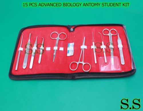 15 PCS ADVANCED BIOLOGY ANTOMY STUDENT DISSCTING KIT+ SCALPEL HANDLE BLADE#22