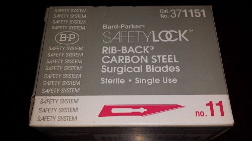 (50) BARD-PARKER SAFETY LOCK RIB-BACK CARBON STEEL SURGICAL BLADES 371151