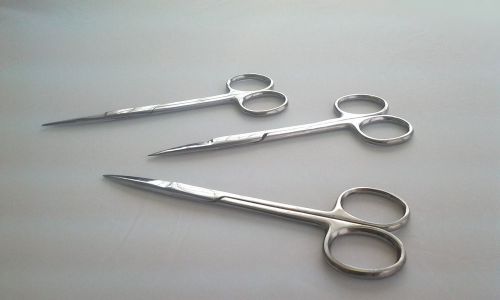 3 iris scissors surgical dental veterinary instrument 4.5&#034; straight o.r. grade for sale