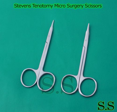 2 Pcs Stevens Tenotomy Micro Surgery Scissors 4&#034; Straight+Curved