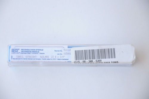 Bd needle hypodermic tonsil straight                 23 gauge 3/4in ref # 511169 for sale