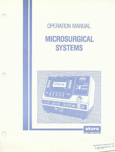 Storz Premiere Microvit DP3473-000 Operator Manual