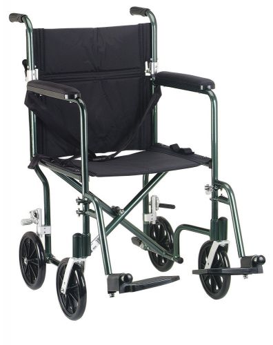 Drive Medical FW19GR Fly Weight Transport Chair, 19 Inch, Green