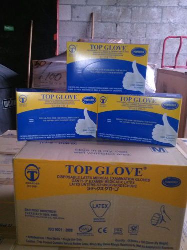 Latex examination Gloves Powdered TOP GLOVE Non-Sterile Size Small Box X 100 Glo